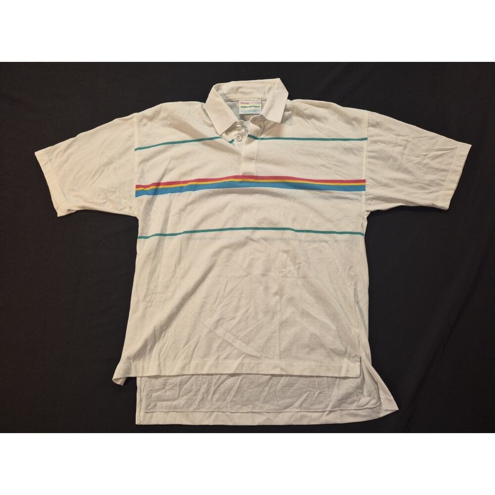 Vintage Arrow Criterion Short Sleeve Polo Pink/Blue Stripe Mens L Golf